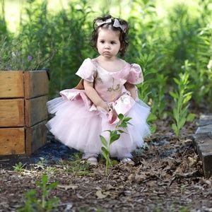 Beautiful Pink and gold couture dress
